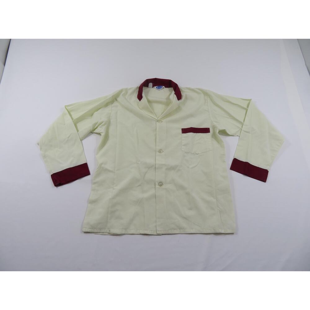 Woodward Cabana Shirt Blouse Ivory White, Sz L 1960s